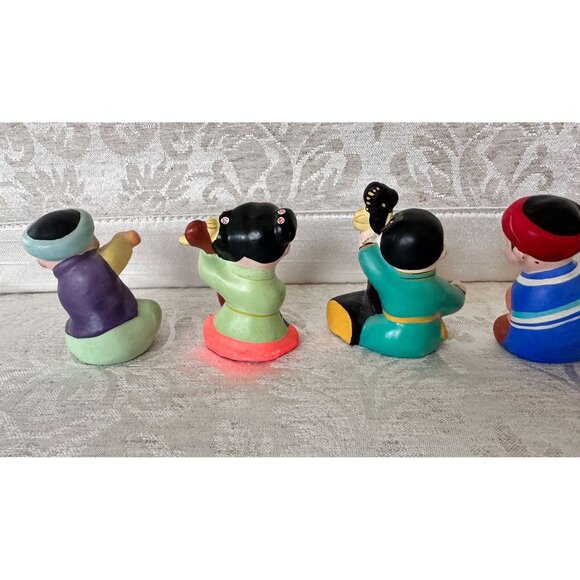 Vintage Figurines Chinese Children Playing Musical Instruments Set of 6 - Picture 5 of 5